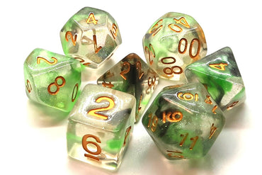 Old School Dice 7 set Luminous - Snake Venom