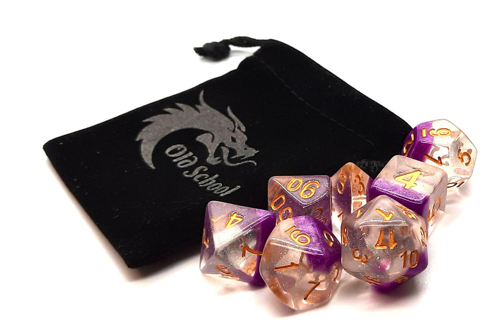 Old School Dice 7 set Luminous - Snow Cone