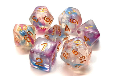 Old School Dice 7 set Luminous - Violent Storm