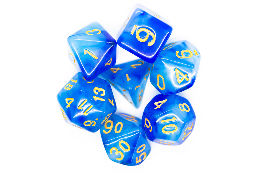 Old School Dice 7 set Nebula - Blue