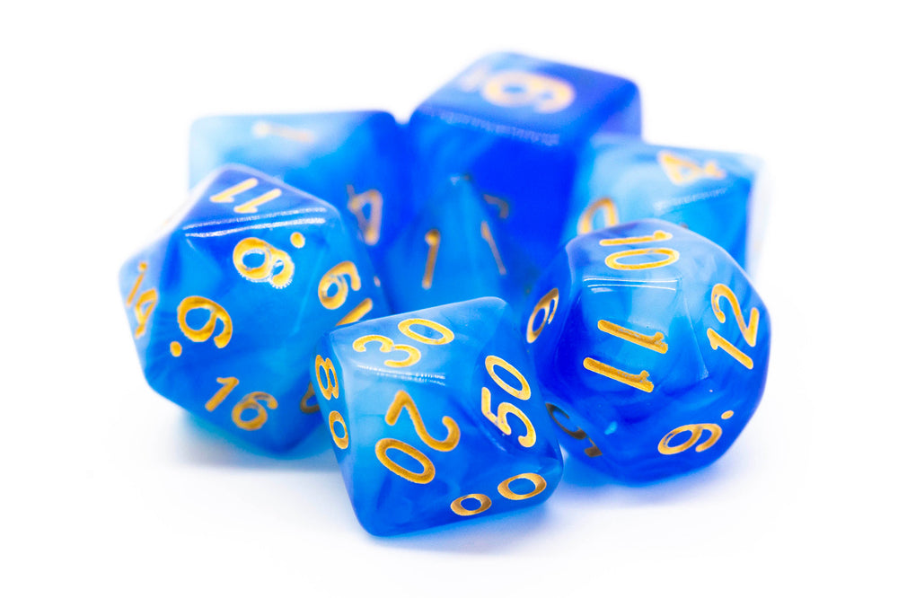 Old School Dice 7 set Nebula - Blue