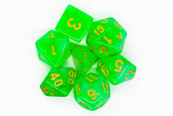 Old School Dice 7 set Nebula - Lightning Green