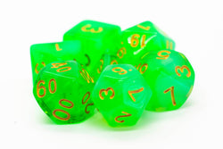 Old School Dice 7 set Nebula - Lightning Green