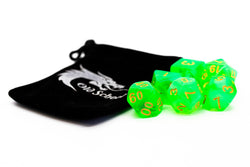 Old School Dice 7 set Nebula - Lightning Green