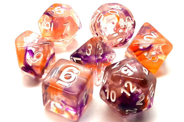 Old School Dice 7 set Nebula - Purple & Orange