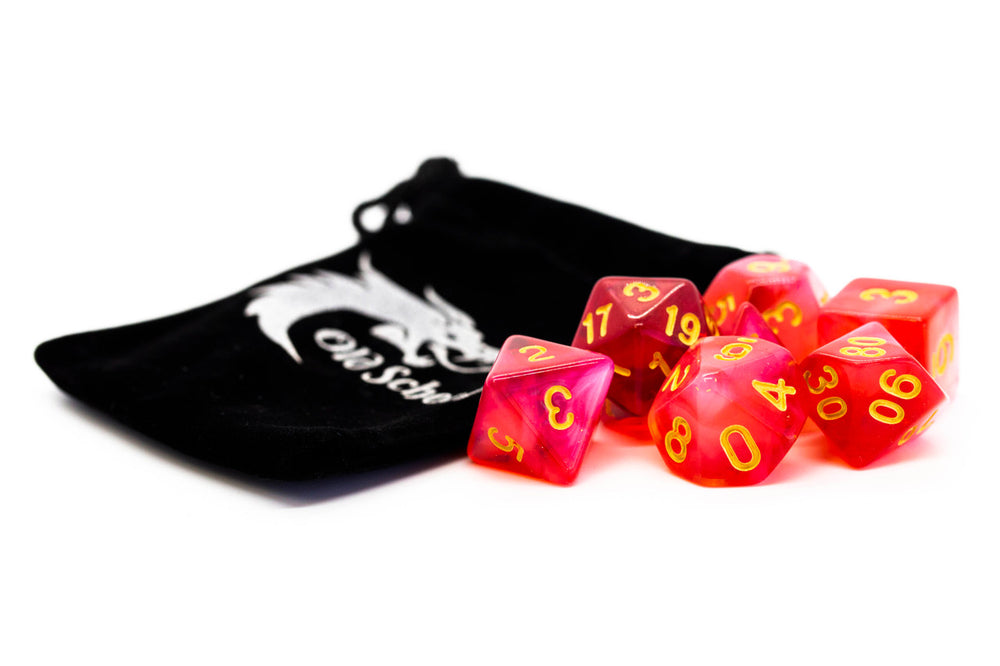 Old School Dice 7 set Nebula - Red