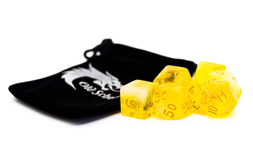 Old School Dice 7 set Nebula - Yellow