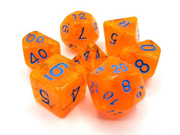 Old School Dice 7 set Galaxy - Orange Shimmer