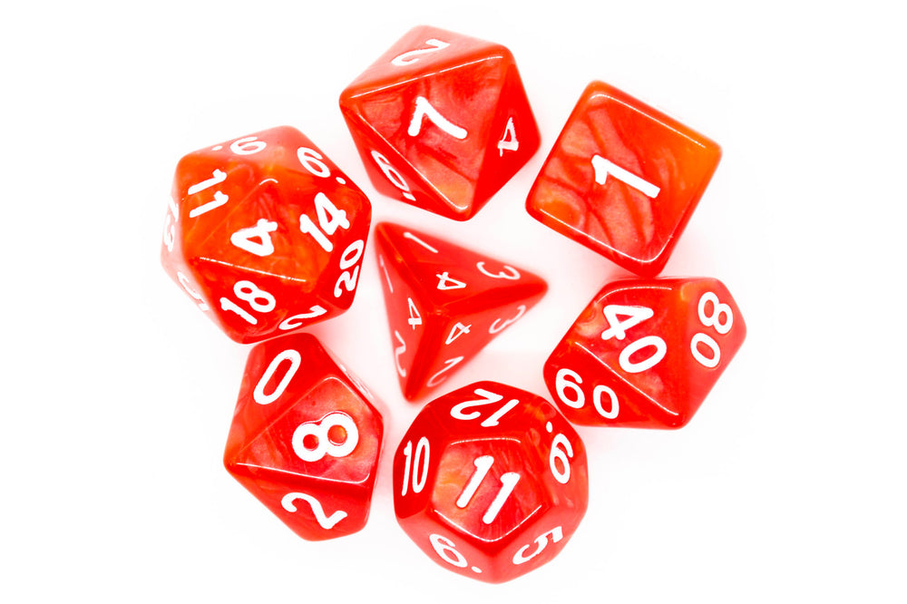 Old School Dice 7 set Pearl Drop - Red