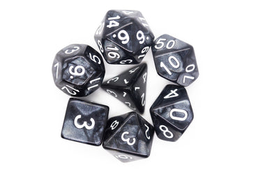 Old School Dice 7 set Pearl Drop - Black