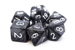 Old School Dice 7 set Pearl Drop - Black