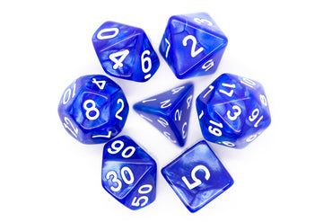 Old School Dice 7 set Pearl Drop - Blue