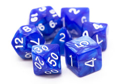 Old School Dice 7 set Pearl Drop - Blue