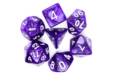 Old School Dice 7 set Pearl Drop - Purple