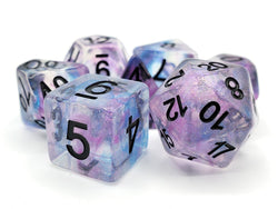 Old School Dice 7 set Luminous - Silver Stream