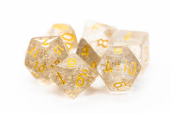 Old School Dice 7 set Sparkle - Translucent Clear