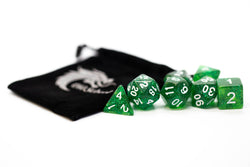 Old School Dice 7 set Sparkle - Translucent Green