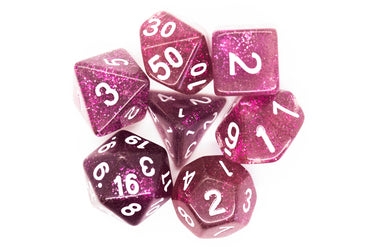 Old School Dice 7 set Sparkle - Translucent Purple