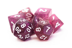 Old School Dice 7 set Sparkle - Translucent Purple