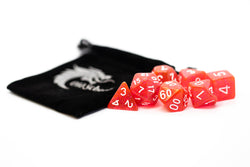 Old School Dice 7 set Sparkle - Translucent Red