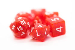 Old School Dice 7 set Sparkle - Translucent Red