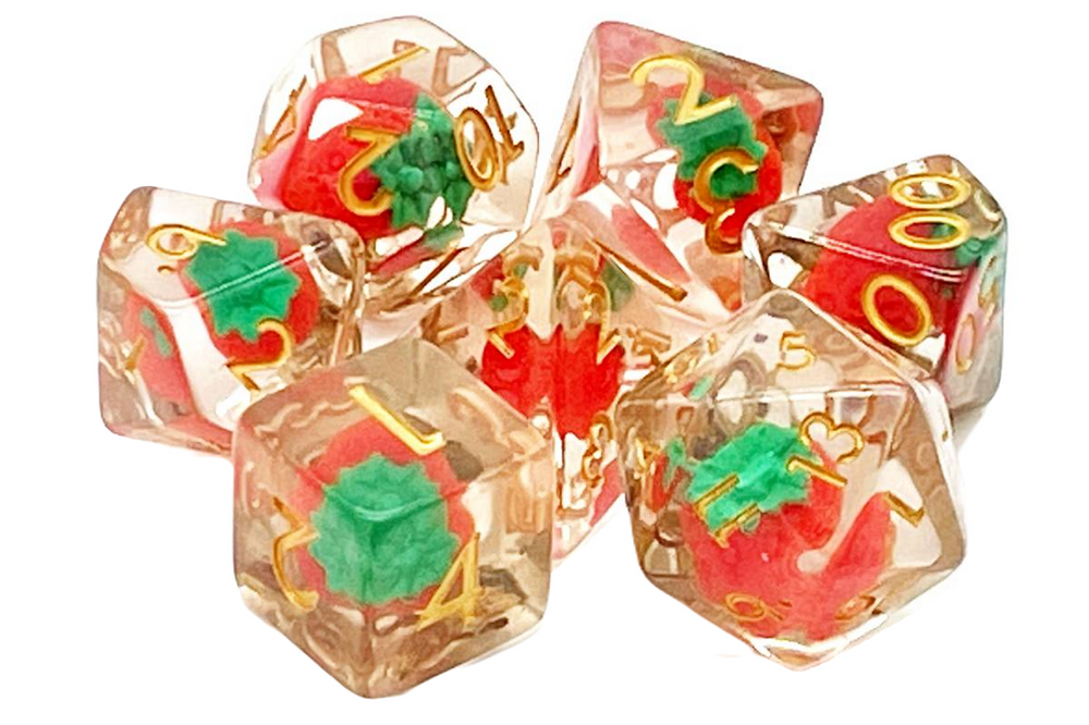 Old School Dice 7 set - Infused - Strawberry Field