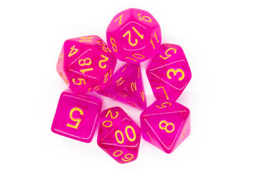 Old School Dice 7 set Translucent - Magenta