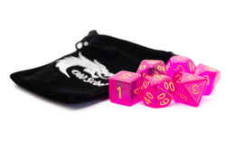 Old School Dice 7 set Translucent - Magenta