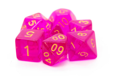 Old School Dice 7 set Translucent - Magenta