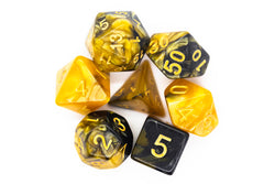 Old School Dice 7 set Vorpal - Black & Gold w/ Gold