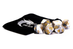 Old School Dice 7 set Vorpal - Black & White w/ Gold