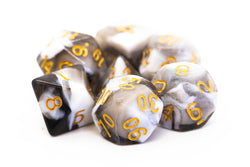 Old School Dice 7 set Vorpal - Black & White w/ Gold