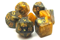 Old School Dice 7 set Vorpal - Black & Gold w/ Gold