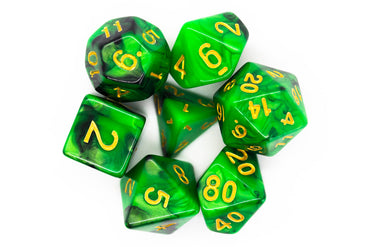 Old School Dice 7 set Vorpal - Green & Black w/ Gold