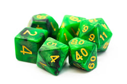 Old School Dice 7 set Vorpal - Green & Black w/ Gold