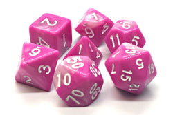 Old School Dice 7 set Vorpal - Pink & White