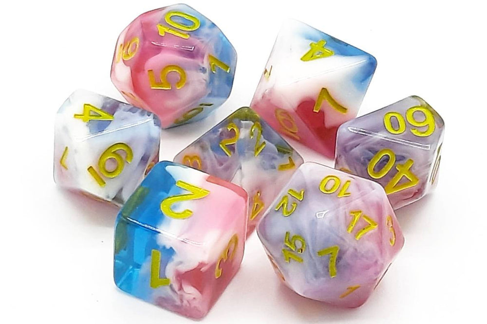 Old School Dice 7 set Gradient - Winter's Rose