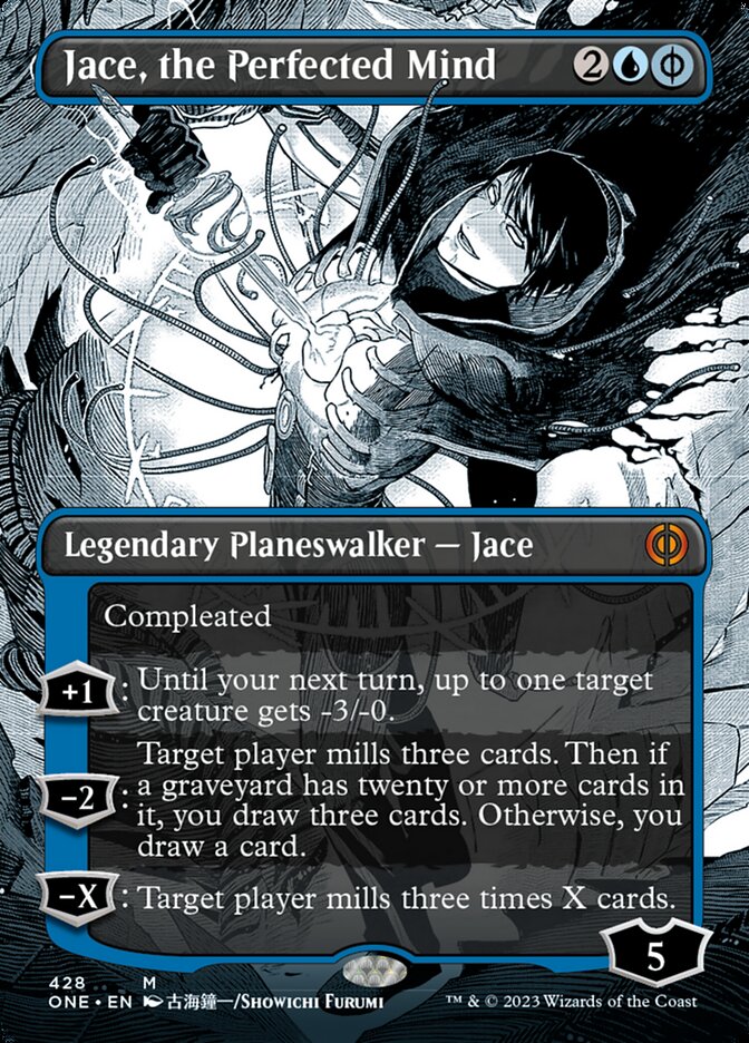 Jace, the Perfected Mind (Borderless Manga Step-and-Compleat Foil) [Phyrexia: All Will Be One] | Gauntlet Hobbies - Angola