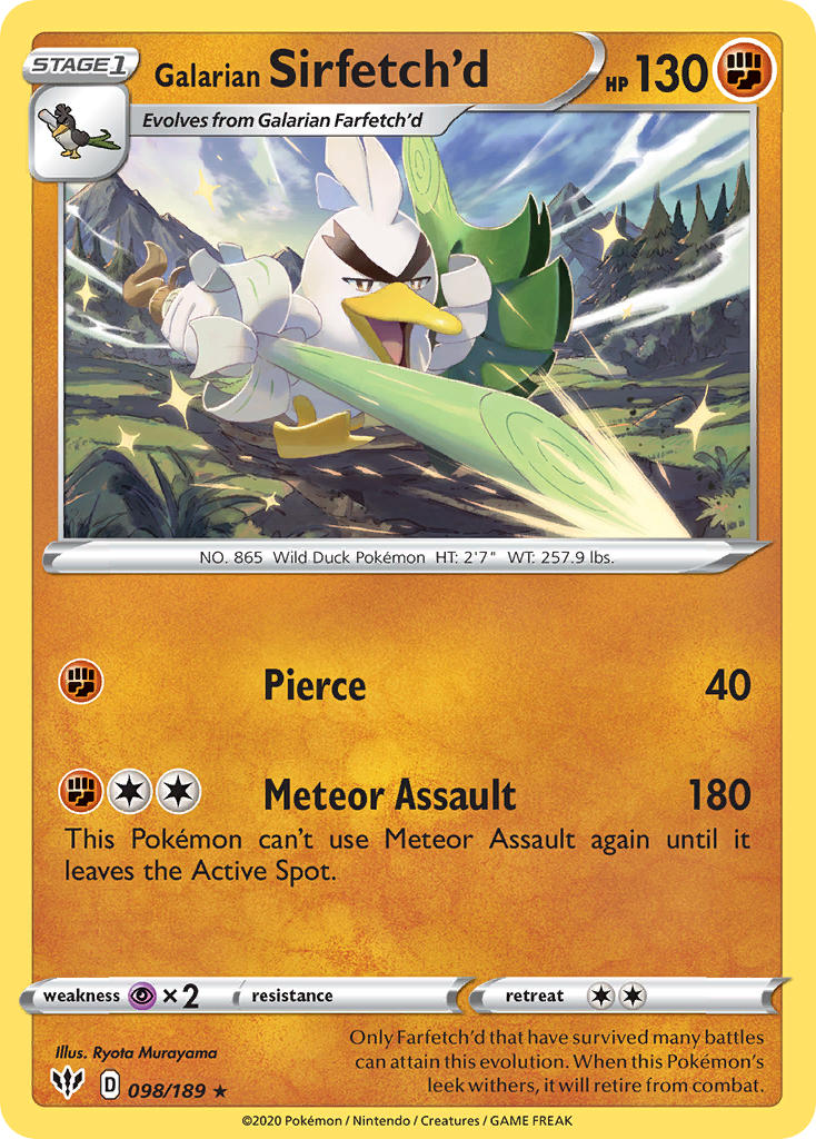 Galarian Sirfetch'd (098/189) (Cracked Ice holo) (Theme Deck Exclusive) [Sword & Shield: Darkness Ablaze] | Gauntlet Hobbies - Angola