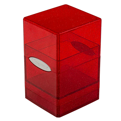 Glitter Satin Tower Deck Box - Red