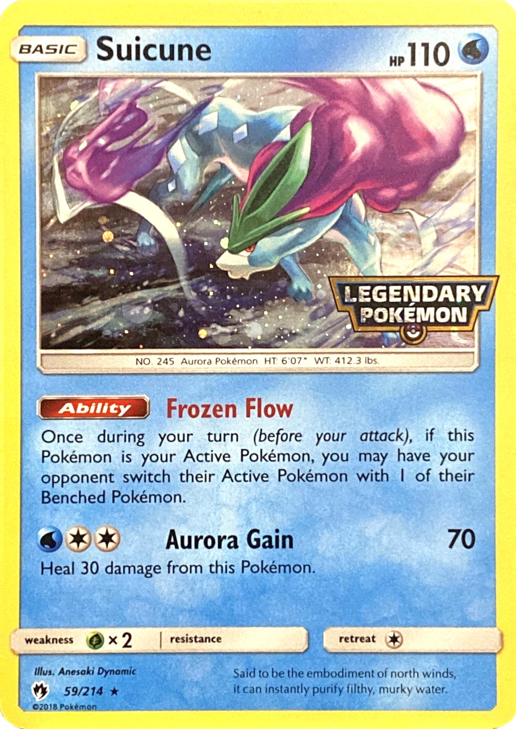 Suicune (59/214) (Legendary Pokemon Stamped) [Sun & Moon: Lost Thunder] | Gauntlet Hobbies - Angola