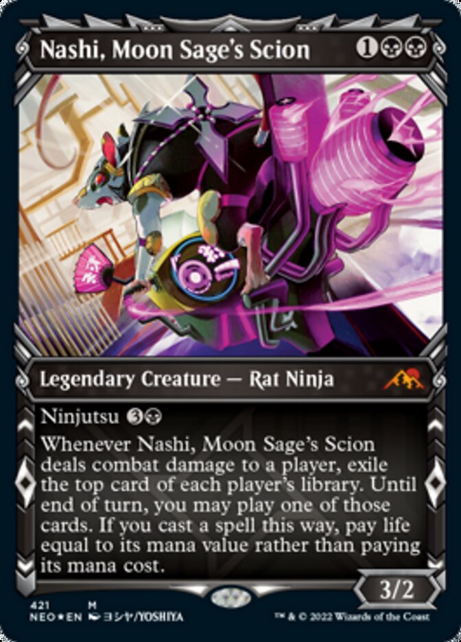 Nashi, Moon Sage's Scion (Showcase) (Foil Etched) [Kamigawa: Neon Dynasty] | Gauntlet Hobbies - Angola