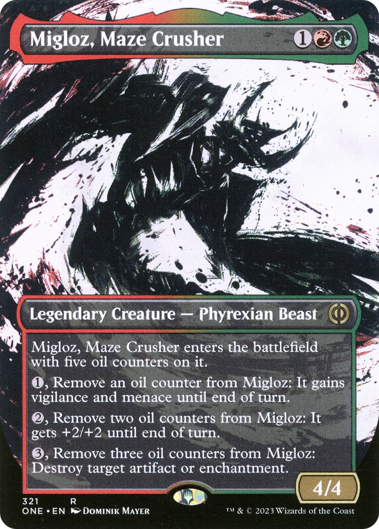 Migloz, Maze Crusher (Borderless Ichor) [Phyrexia: All Will Be One] | Gauntlet Hobbies - Angola