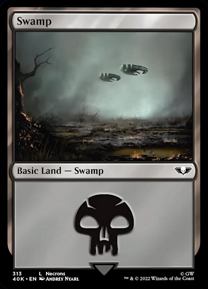 Swamp (313) (Surge Foil) [Universes Beyond: Warhammer 40,000] | Gauntlet Hobbies - Angola