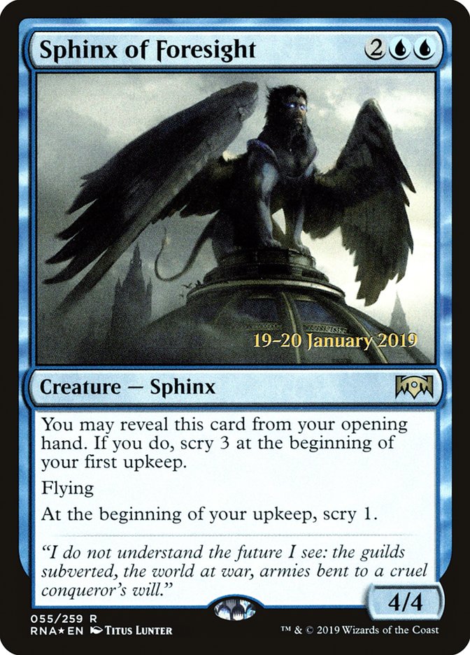 Sphinx of Foresight [Ravnica Allegiance Prerelease Promos] | Gauntlet Hobbies - Angola