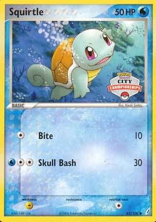 Squirtle (63/100) (City Championship Promo) [EX: Crystal Guardians] | Gauntlet Hobbies - Angola