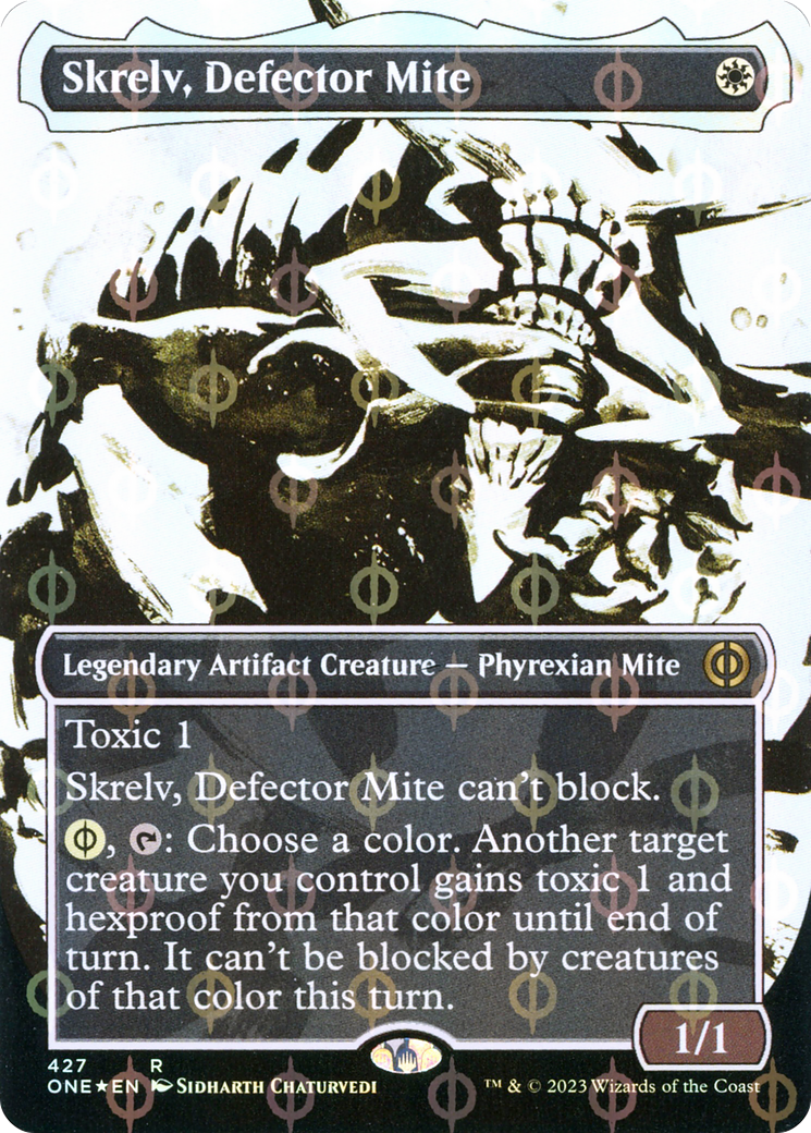 Skrelv, Defector Mite (Borderless Ichor Step-and-Compleat Foil) [Phyrexia: All Will Be One] | Gauntlet Hobbies - Angola