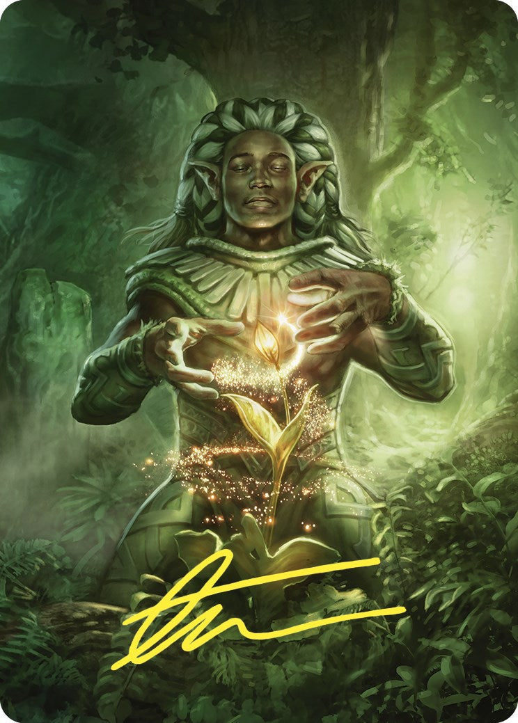 Elvish Mystic Art Card (Gold-Stamped Signature) [Commander Masters Art Series] | Gauntlet Hobbies - Angola