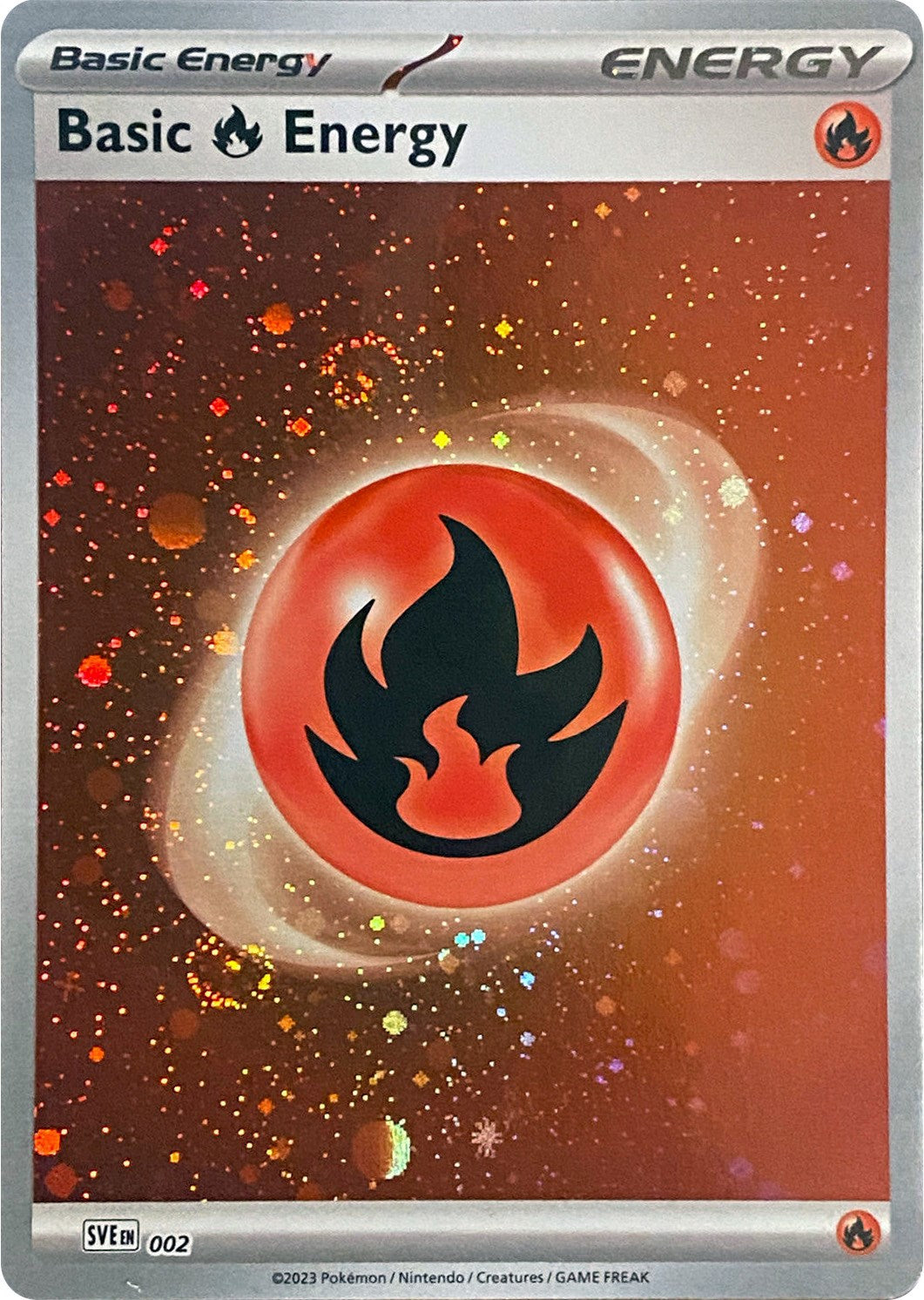 Basic Fire Energy (002) (Cosmos Holo) [Scarlet & Violet: Base Set] | Gauntlet Hobbies - Angola
