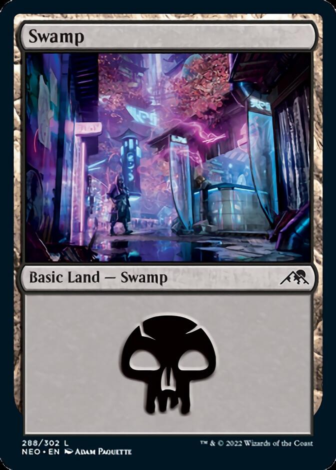Swamp (288) [Kamigawa: Neon Dynasty] | Gauntlet Hobbies - Angola